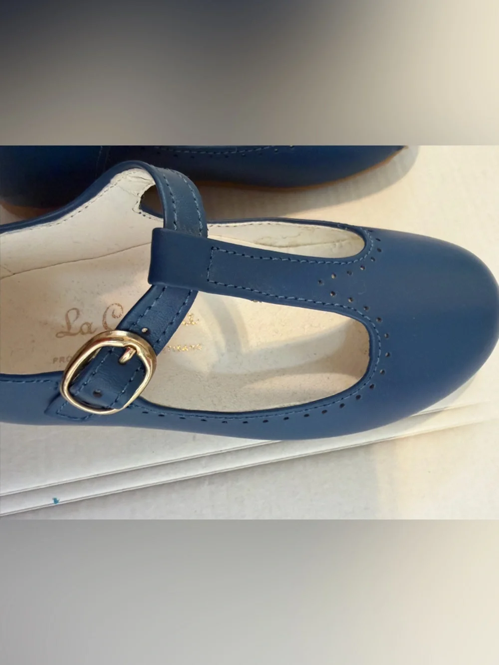 La Coqueta Cobalt Blue Leather T-Bar Mary Jane Shoes EU 25 US 9
